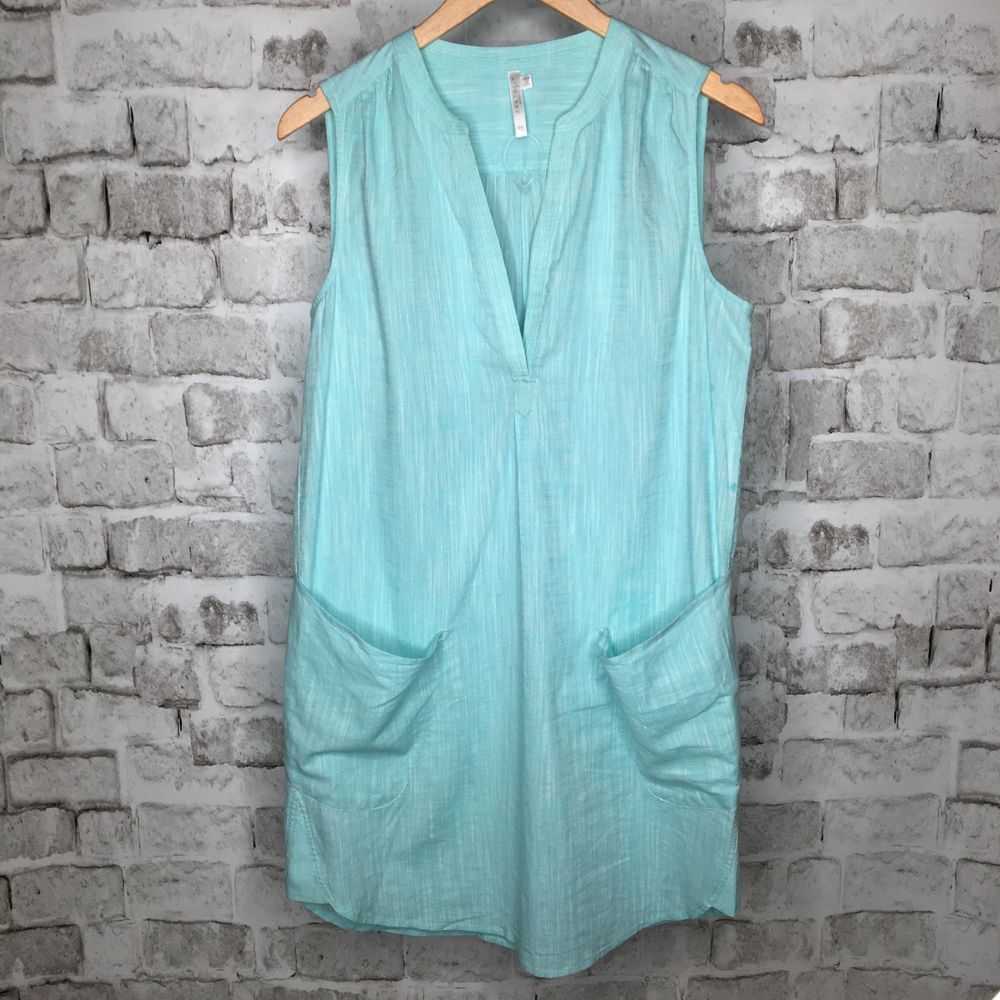 Seafolly Women's Size XS Dress Pockets Shift Swim Coverup Sleeveless Pastel Blue